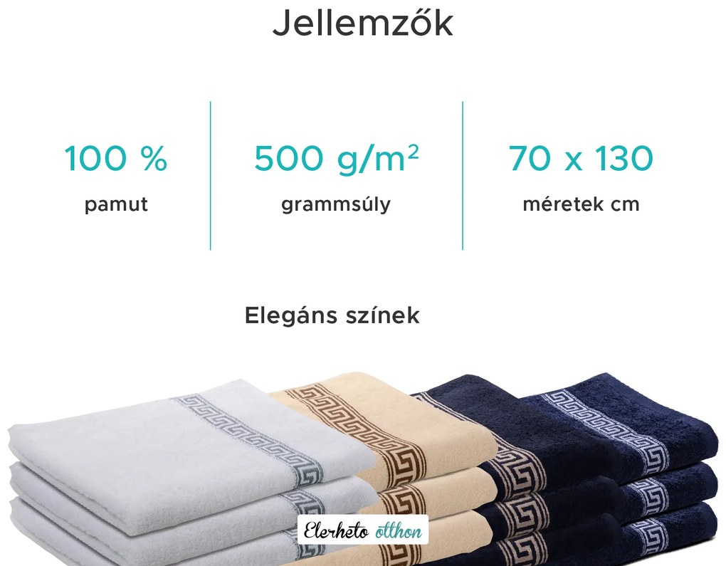 GREEK fehér 2db fürdőlepedő 70x130 cm, 100% pamut