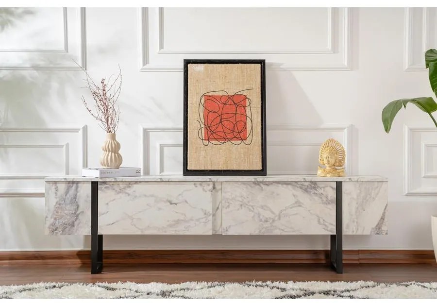 TV szekrény Serenity - Fressia Marble, Fekete