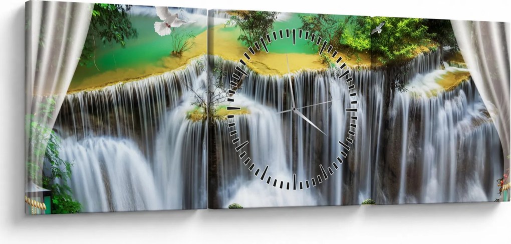 Kép - Varázslatos vízesések megtekintése (órával) (90x30 cm)
