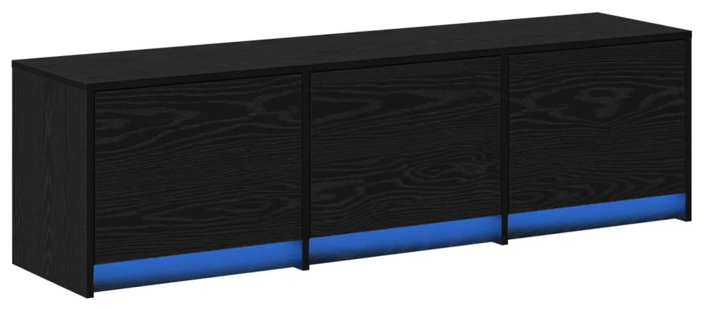 TV Szekrény LED Fekete Tölgy 140x34x40 cm Szerelt Fa