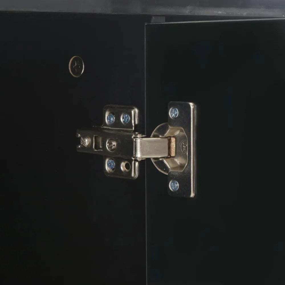 magasfényű fekete szerelt fa tálalószekrény 71x35x80 cm