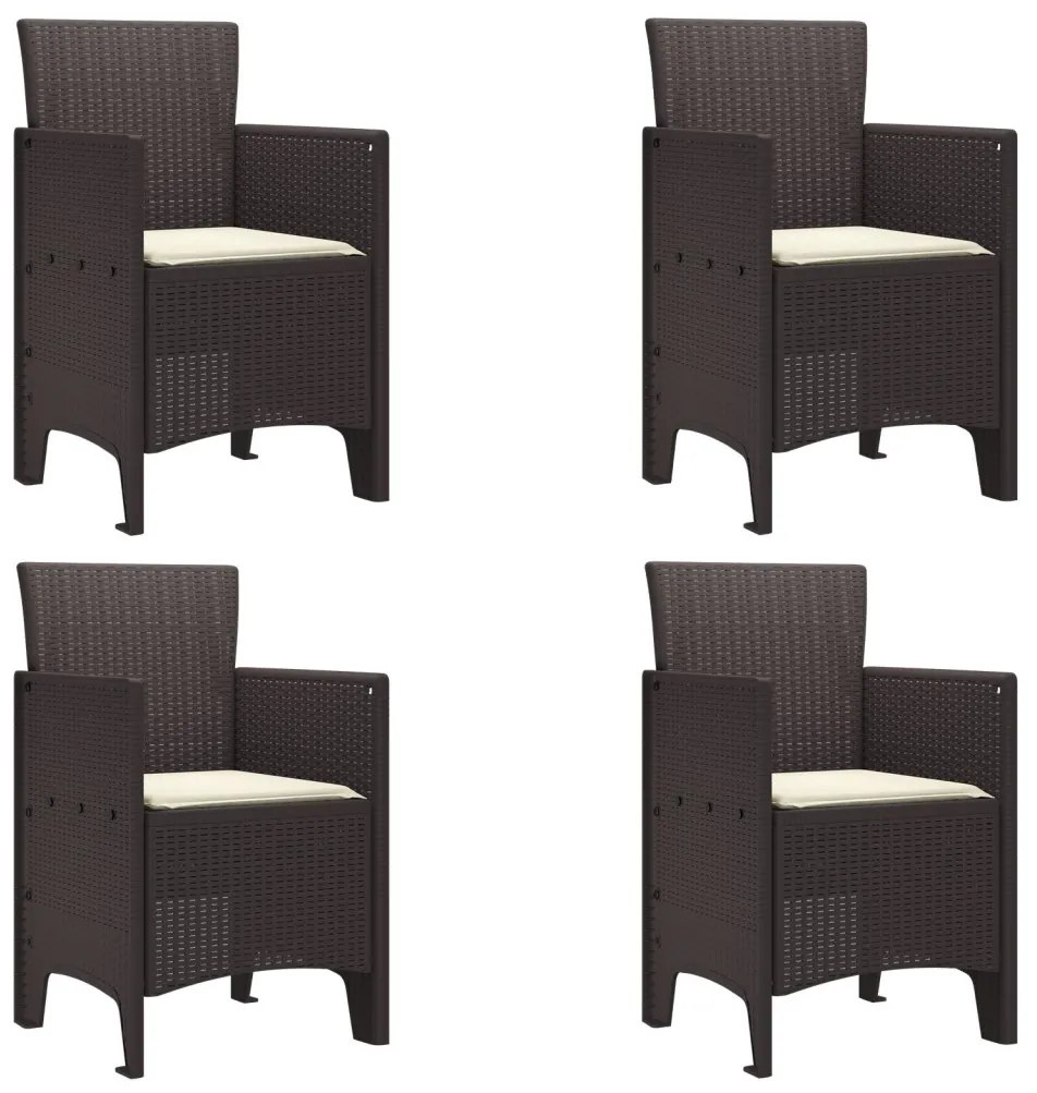 5 Részes Kert Éttkező Szett Párnákkal Barna Poly Rattan