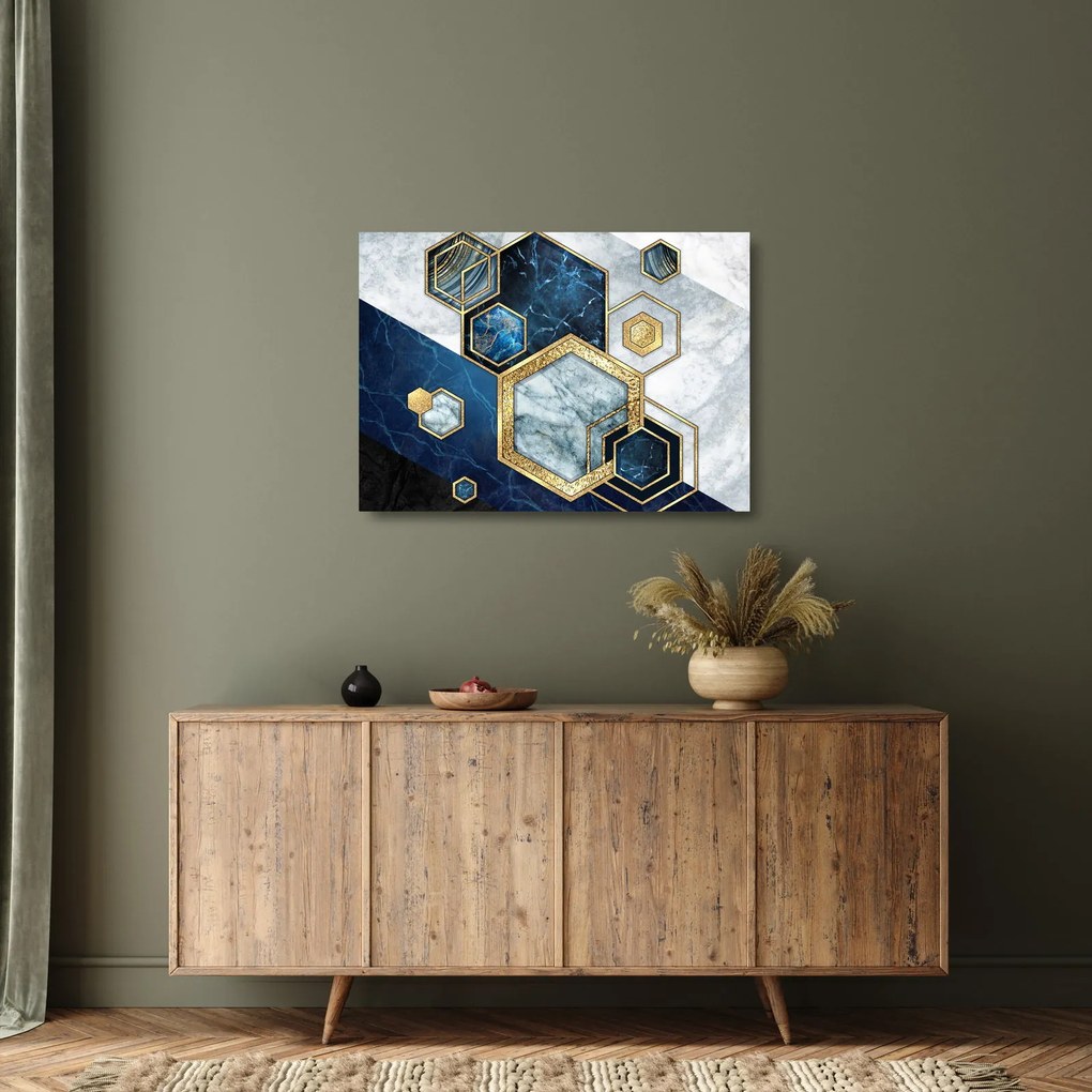 Kép - Márvány hatszögek (üvegen) (70x50 cm)