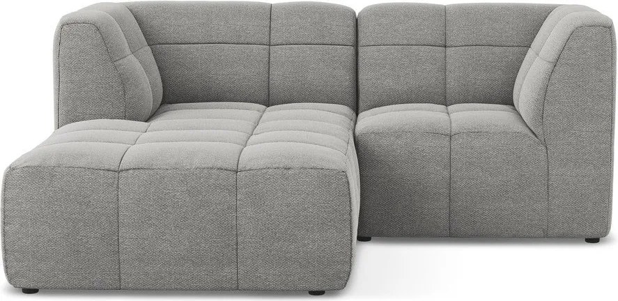 Szürke buklé sarokkanapé (bal oldali-heverő résszel) Aloha – Makamii