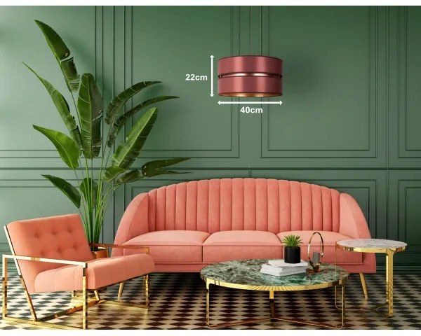 Duolla - Csillár zsinóron DUO 1xE27/15W/230V átm. 40 cm Burgundi/arany