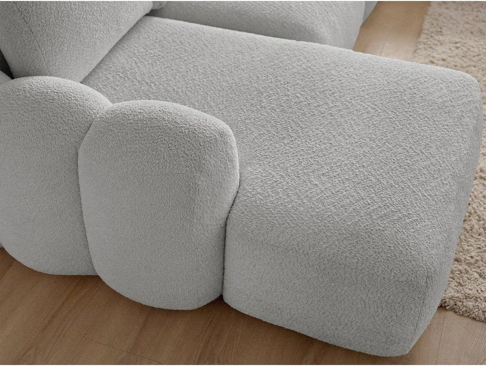 Világosszürke buklé kinyitható-tárolóhelyes sarokkanapé (bal oldali-heverő résszel) Montaigne – Bobochic Paris