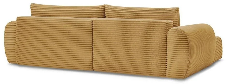 Mustársárga kordbársony kinyitható sarokkanapé (bal oldali) Lucien – Bobochic Paris