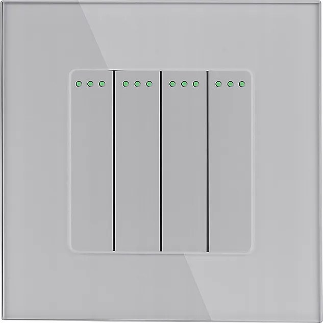 Fénykapcsoló 4G1W Négyes Mechanikus Üveg Keret F60 Ezüst Szürke