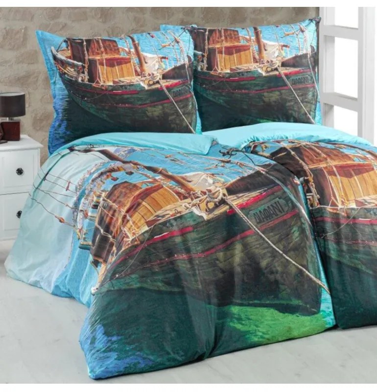 Hajómintás 3D ágyneműhuzat, A standard egyszemélyes ágy szett tartalma: 1x 140x200 + 1x 70x90