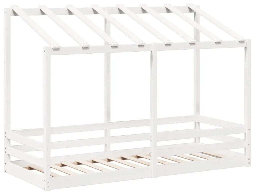 fehér tömör fenyőfa gyerekágy tetővel 75 x 190 cm