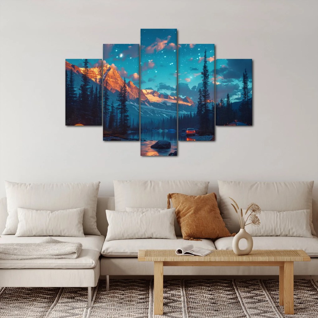 Kép - Kempingezés a hegyekben (150x105 cm)
