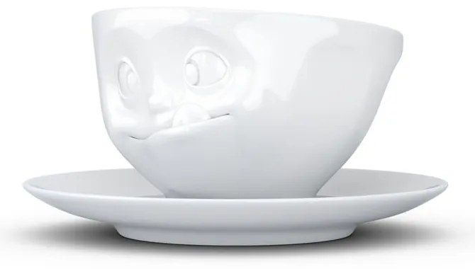 Fehér 'huncut' porcelán csésze és csészealj - 58products