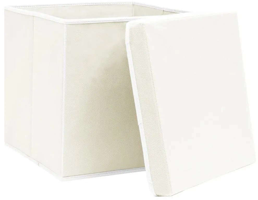4 db fehér szövet tárolódoboz fedéllel 32 x 32 x 32 cm