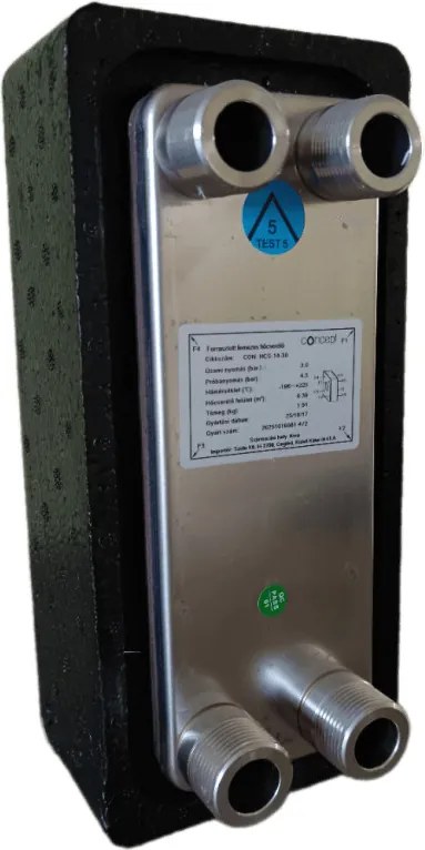 CONCEPT 30 lemezes forrasztott hőcserélő, INOX AISI316L, EPP box szigetelés, 4x3/4”