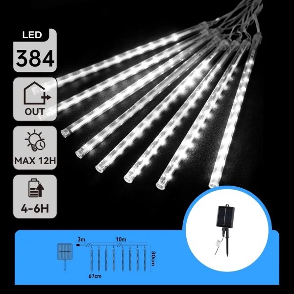 Aigostar - LED napelemes fényfüzér 384xLED/13m IP65 hideg fehér