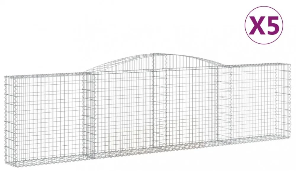 vidaXL 5 db íves horganyzott vas gabion kosár 400x30x100/120 cm