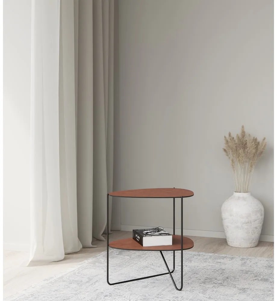 Konyakbarna fém dohányzóasztal 37x44 cm Curve Double Bull – LIND DNA