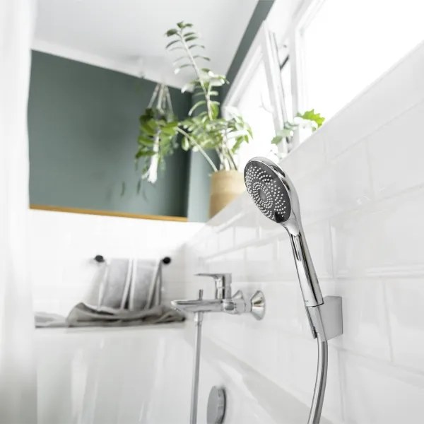 WENKO 23993100 - Zuhanyfej víztakarékos rendszer 11x11 cm fényes króm/fehér/szürke