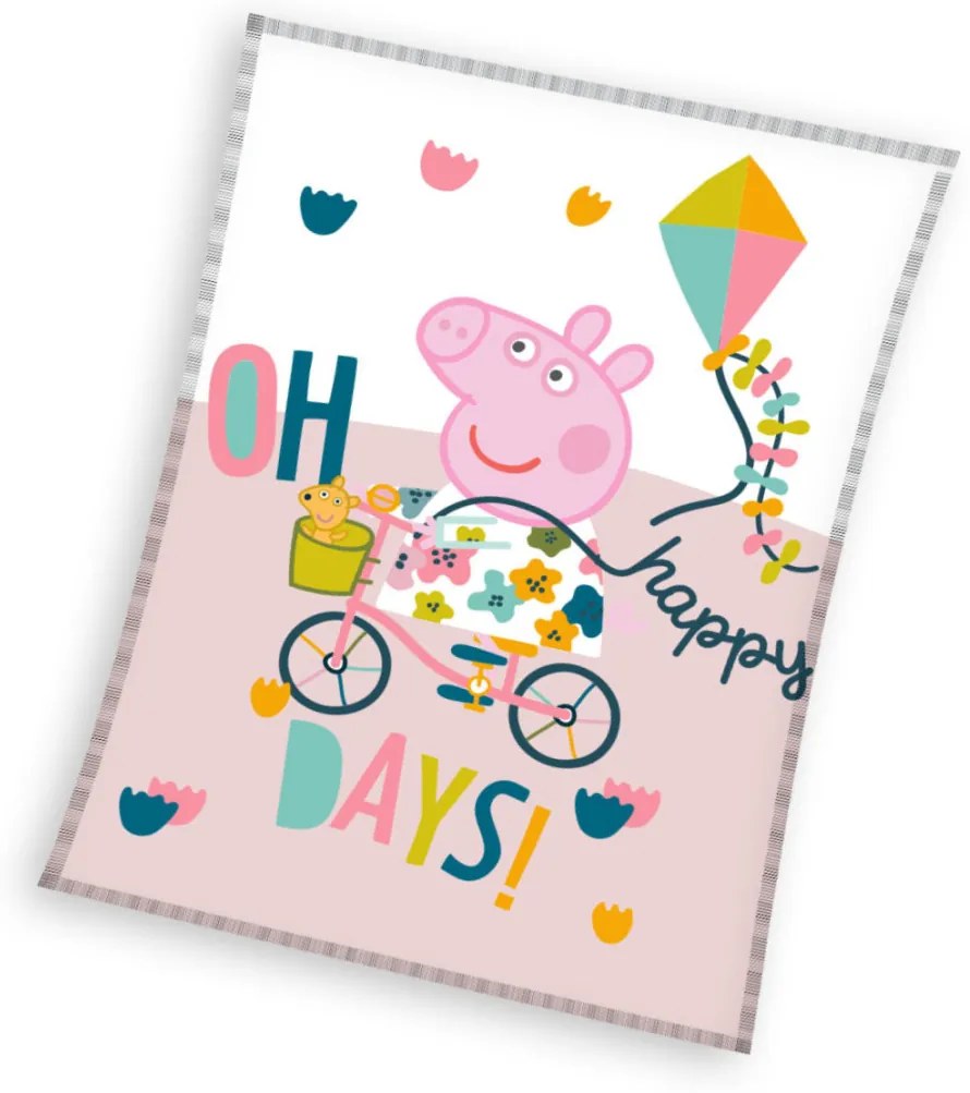 Peppa malac Happy Days coral fleece polár takaró 130x170cm