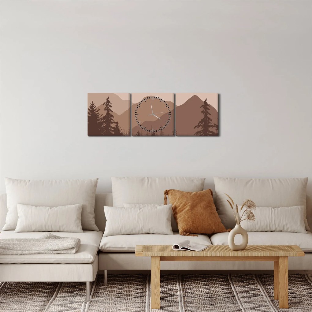 Kép - Barna hegyek N⁰2 (órával) (90x30 cm)