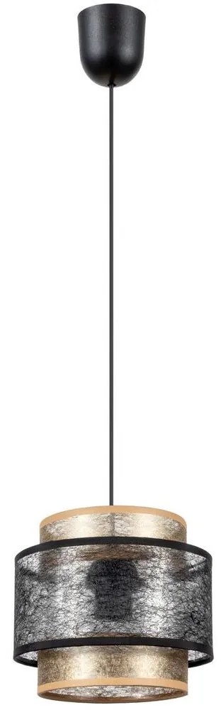 Csillár zsinóron GABI 1xE27/60W/230V arany/fekete átm. 20 cm