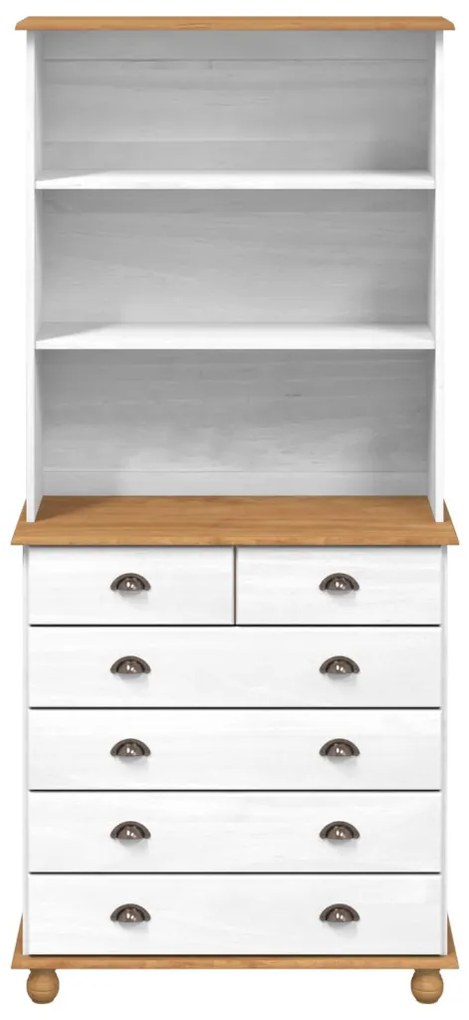 Hutch “ASKIM” Fehér 91x40x199.5 cm Tömör Fenyő, Hutch ASKIM" Fehér 91x30x104 cm Tömör Fenyő, Fiókos Szekrény "ASKIM" Fehér 91x40x95.5 cm Tömör Fenyő"