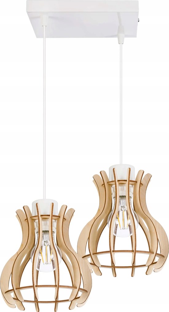 Mennyezeti lámpa függeszték túlnyúlás Loft fa 2x E27