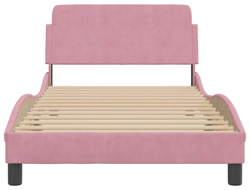 rózsaszín bársony ágykeret fejtámlával Dover 100x200 cm