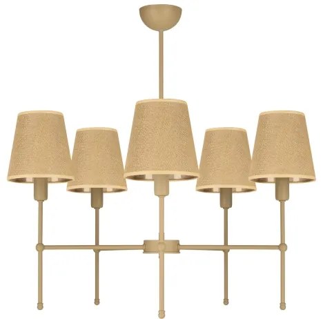 Rúdon szerelt MADELA csillár, 5 x E14 foglalat, max. 40 W, 230 V, juta, bézs