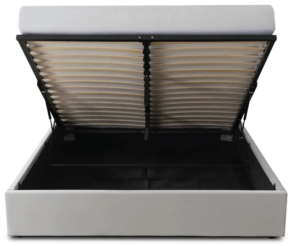 Krém Bársony Franciaágy Ágyneműtartóval. 140×200 MARSYLIA