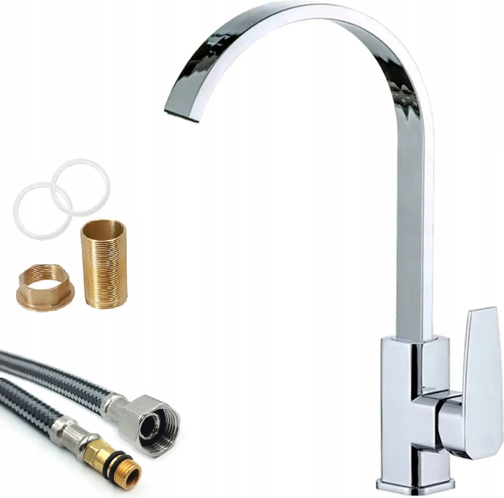 Konyhai Csaptelep Álló Króm Mosogató Forgó Mosogató Csaptelep 360