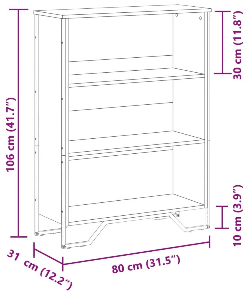 füstös tölgy színű szerelt fa könyvszekrény 80 x 31 x 106 cm