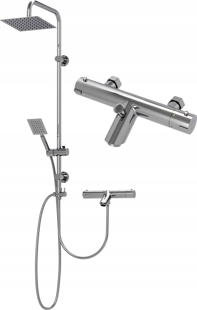 Kád-zuhany Szett Termosztatikus Csaptelep Esőztető Fürdőszoba Nyár