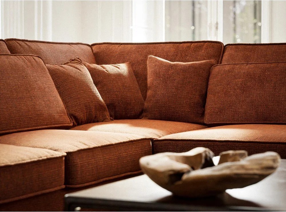 Rézszínű zsenília sarokkanapé (jobb oldali-L alakú) Kirou – Maison de Rêve