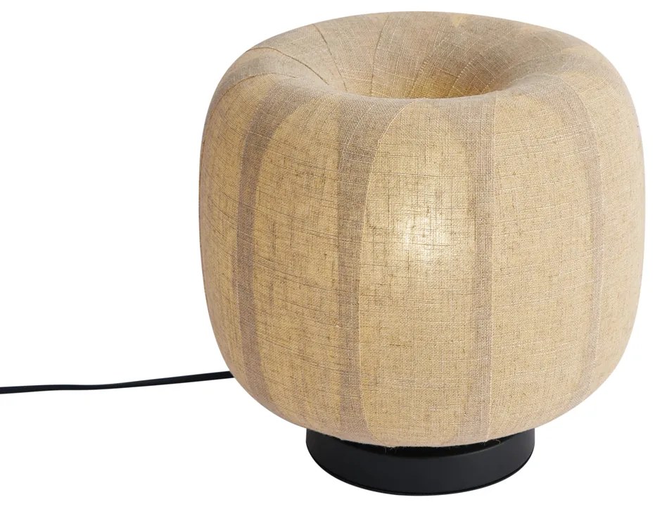 Japandi asztali lámpa fekete bézs vászonernyővel 28 cm - Nami