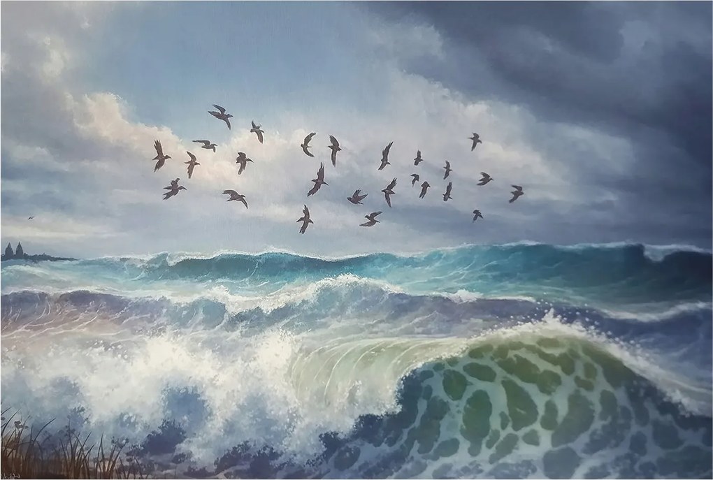 Flizelin tapéta falra Prémium tengeri hullámok 104x70 ragasztó