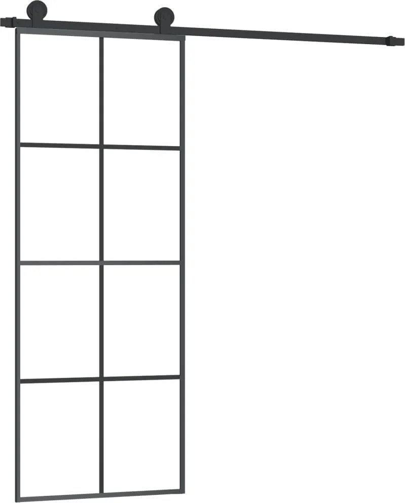 vidaXL ESG üveg és alumínium tolóajtó fémszerelvény-szettel 76x205 cm