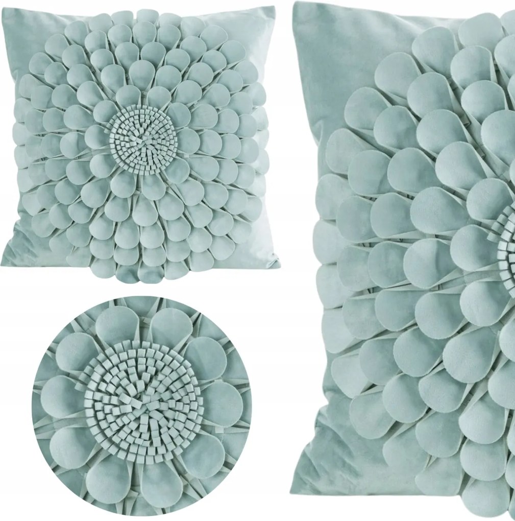 Dekorációs párnahuzat Jancsi 45x45 cm Virág 3D Menta Ajándék
