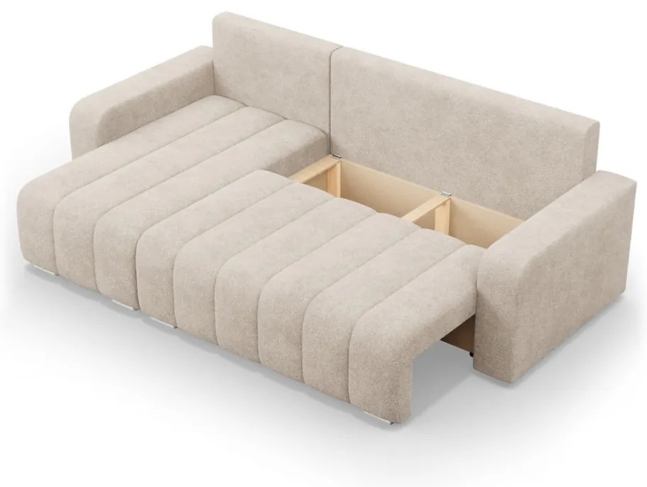 Modena sarokkanapé, szövet anyag, univerzális oldal, bézs