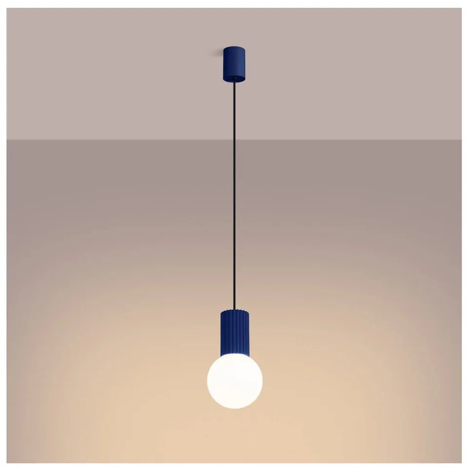 Sötétkék függőlámpa üveg búrával ø 12 cm Orbital – Sollux