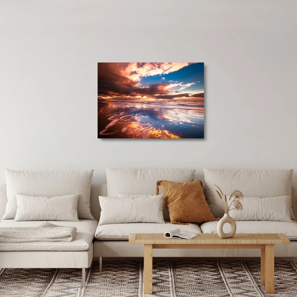Üveg kép - Esti strand (70x50 cm)