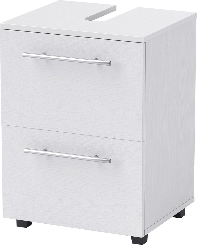 HOMCOM Mosdó Szekrény, Alatta Szekrény, Fiókos Fürdőszobai Szekrény Falra Szerelhető Mosdókhoz, Fehér, 41,5 x 35,5 x 59 cm | Aosom