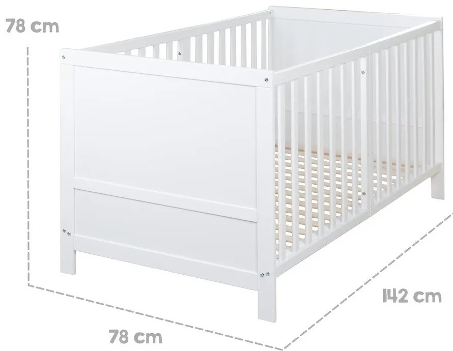 Fehér babaágy állítható magassággal 70x140 cm Easy Sleep – Roba