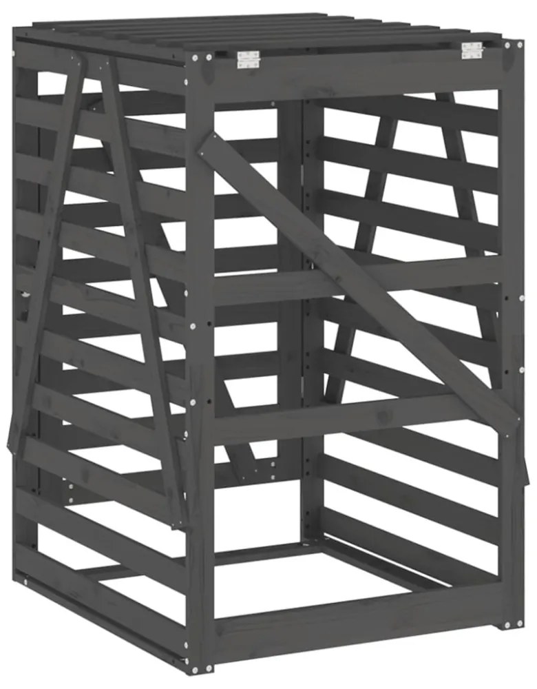 szürke tömör fenyőfa szemeteskuka tároló 84x90x128,5 cm