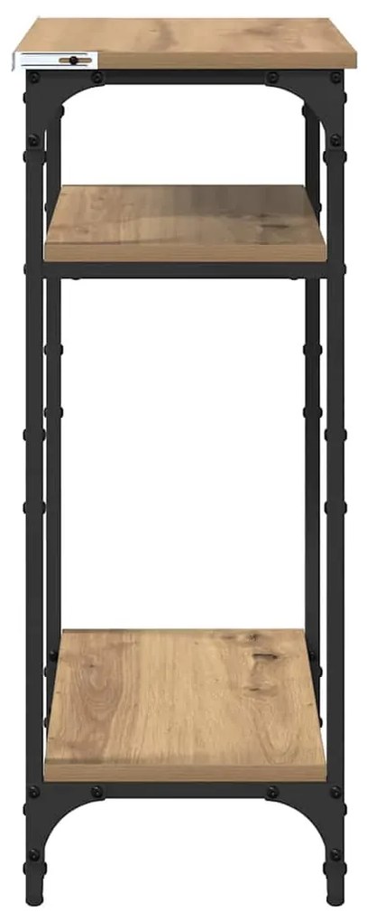 Oldal asztal polcokkal kézműves tölgy 40 x 30 x 75 cm Faanyag