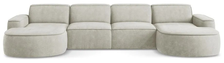 Krémszínű zsenília sarokkanapé (U alakú) Omao – Makamii