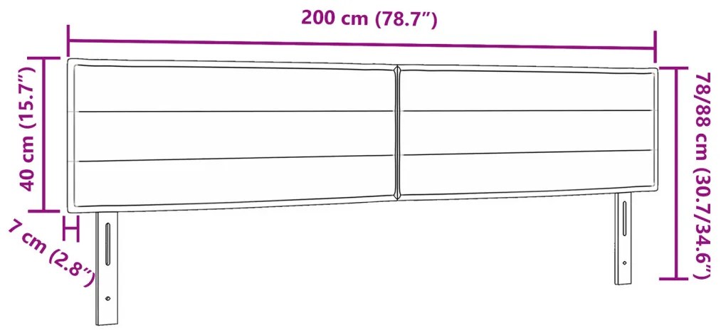LED ágytámla LED -es lámpákkal Fekete 200 cm Poliészter