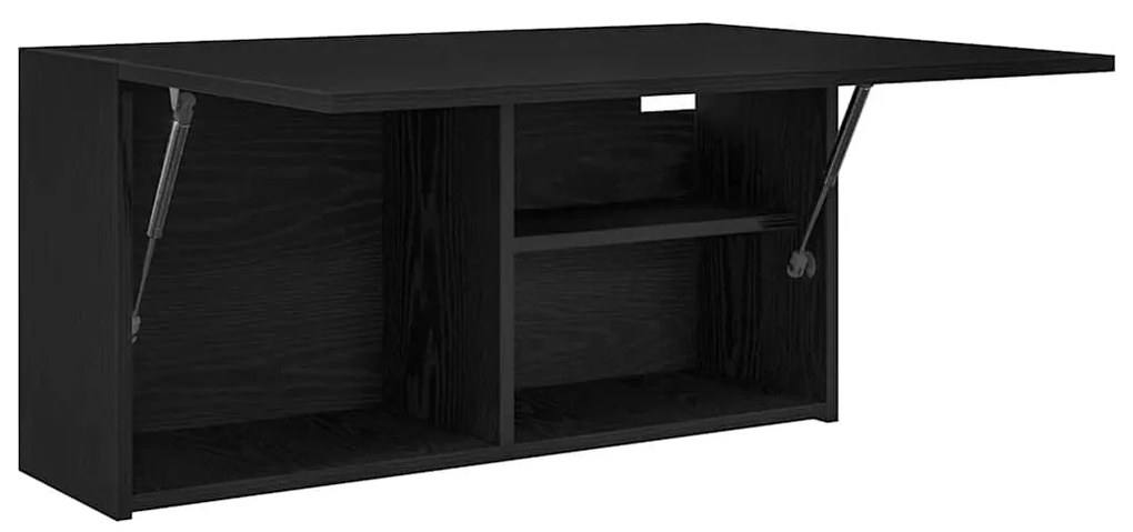 fekete szerelt fa fali fürdőszobaszekrény 80x25x40 cm