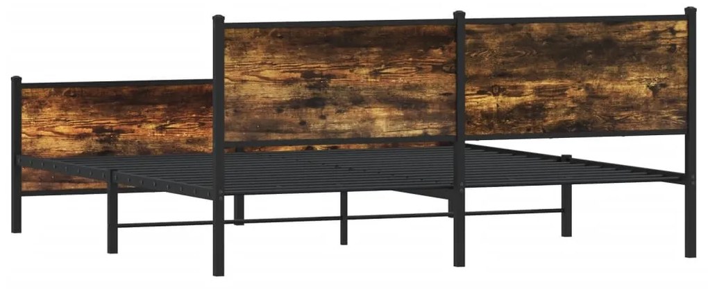 füstös tölgy színű fém ágykeret matrac nélkül 180 x 200 cm