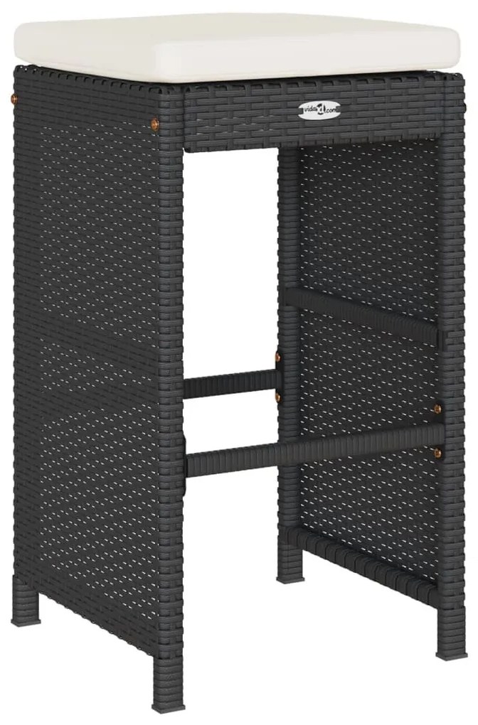 6 db fekete polyrattan kerti bárszék párnával